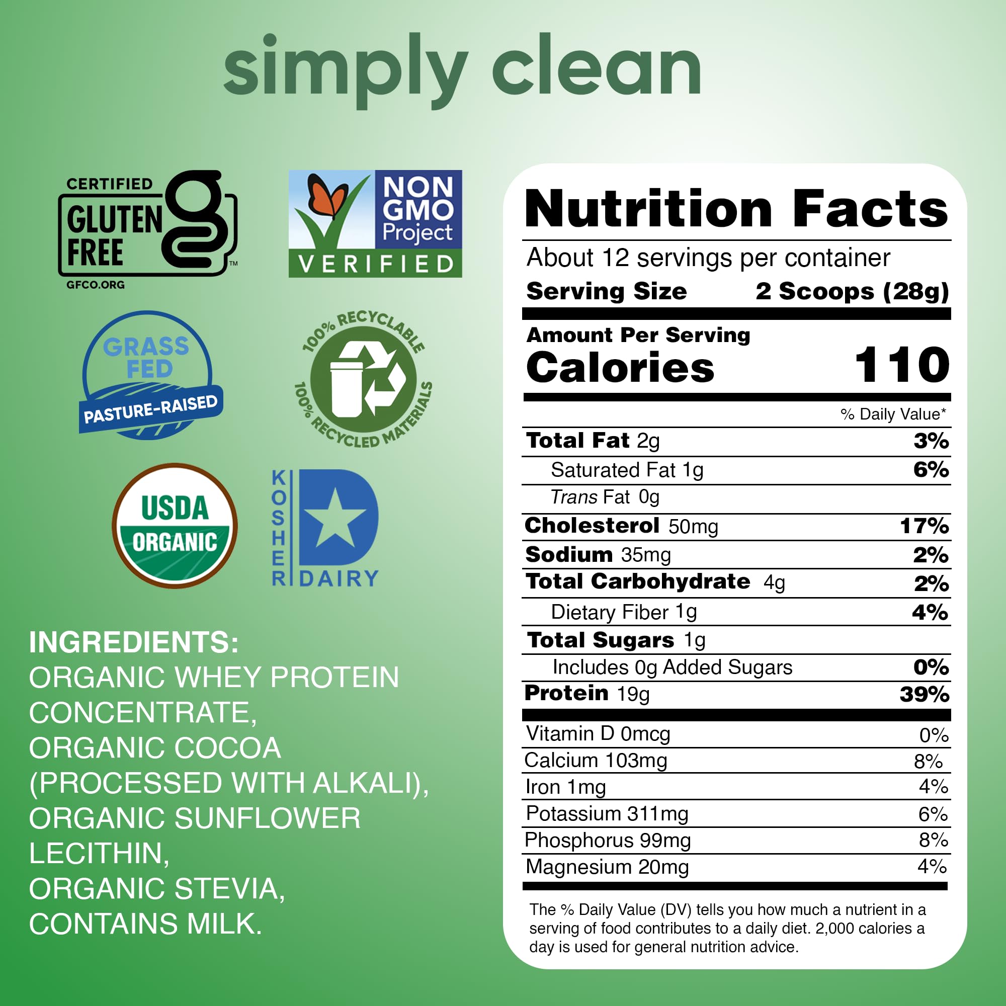 Simply tera's whey protein shake glass showing dark chocolate color and creamy texture.