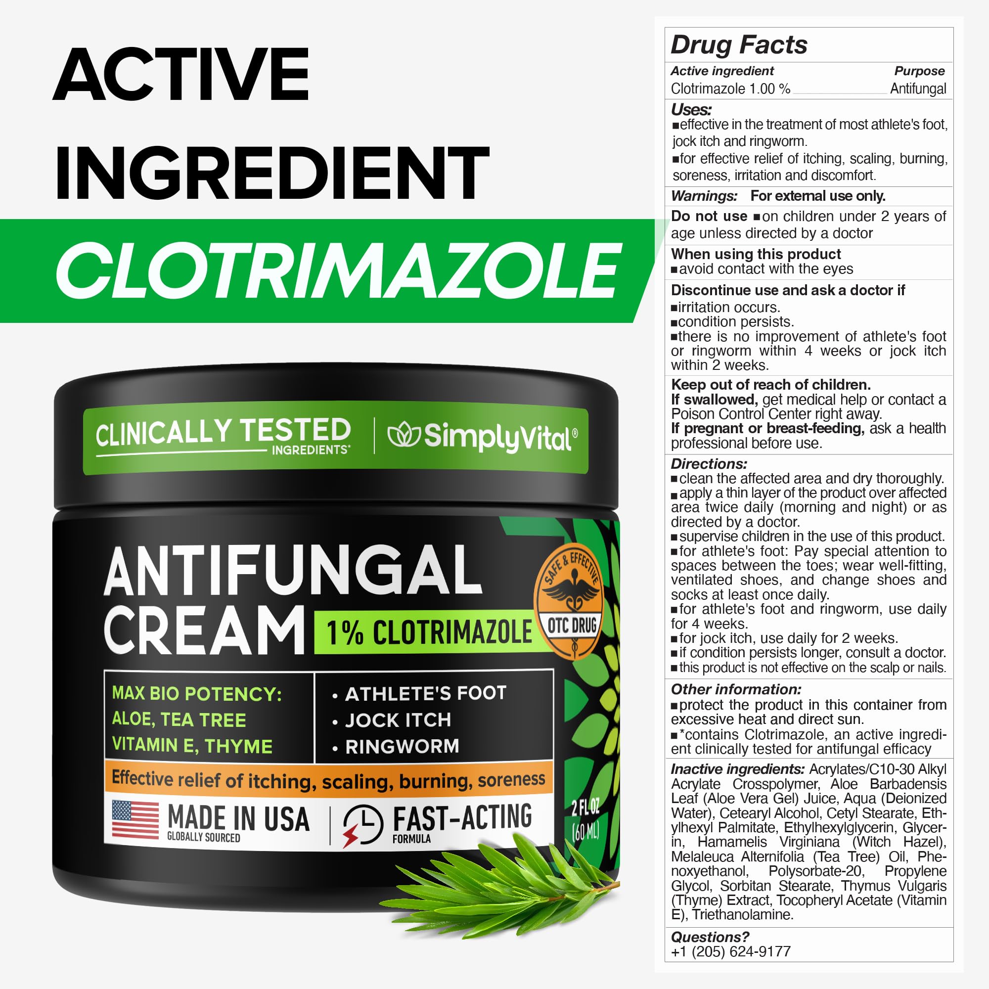 SimplyVital OTC antifungal cream label on packaging.