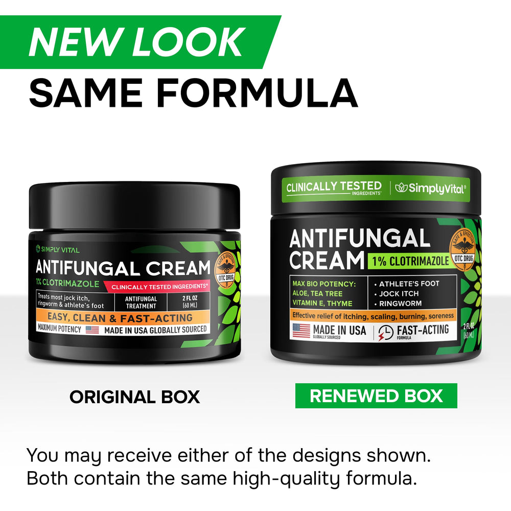 SimplyVital USA-made antifungal cream packaging highlights trusted quality.