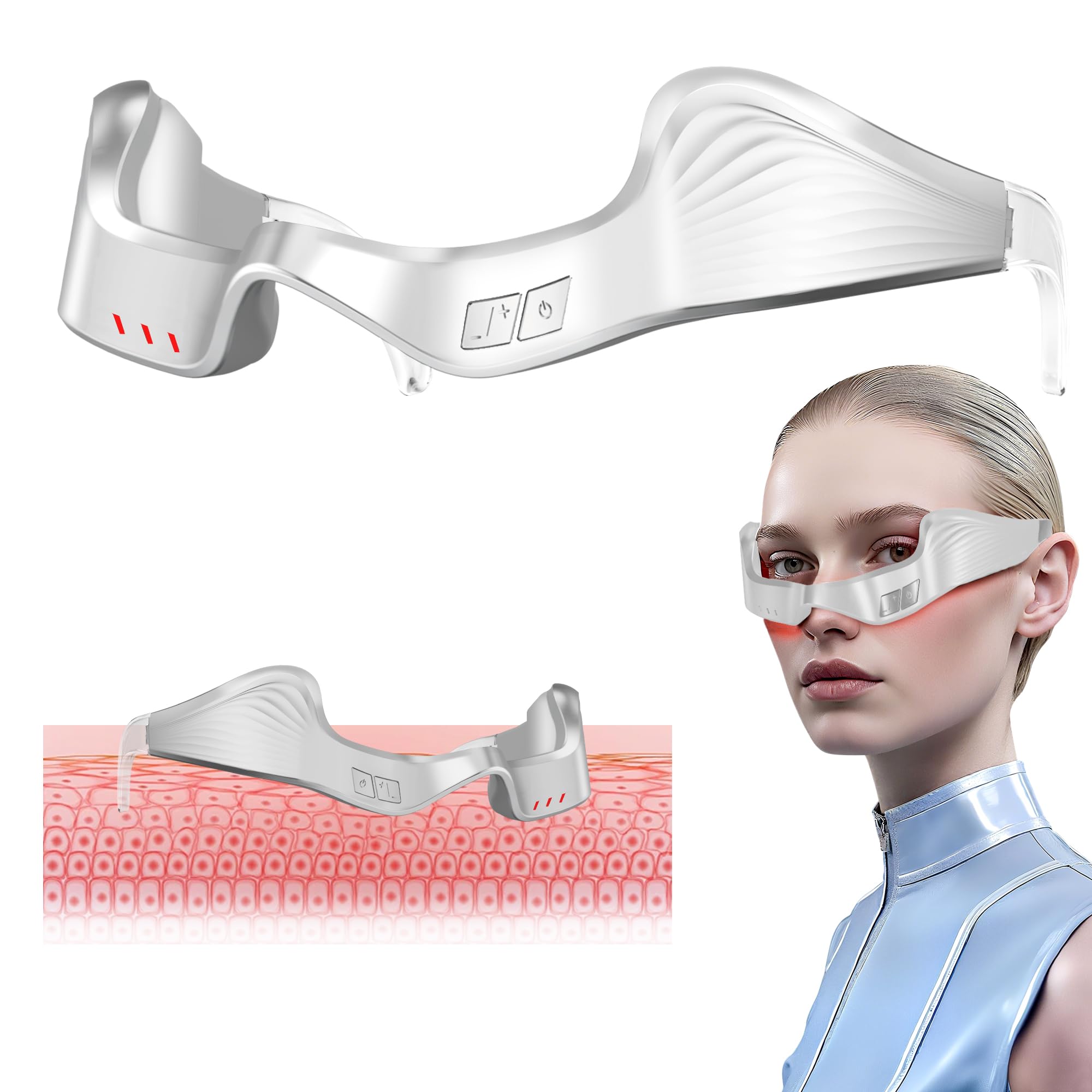 SimpMelts PDTVERA Nutra Light red eye mask front view for comfortable, targeted eye therapy.