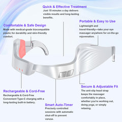 SimpMelts PDTVERA Nutra Light red eye mask worn for soothing under-eye areas during routines.