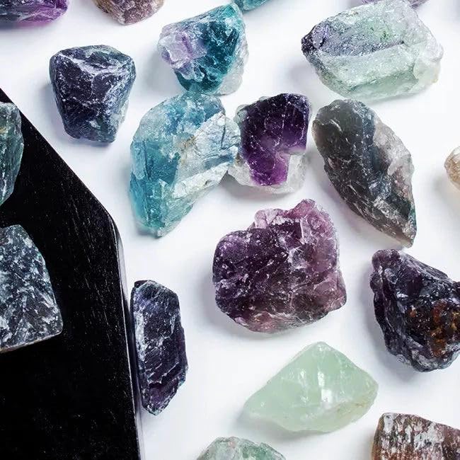 Simurg fluorite rough destined for cutting and polishing with vibrant spectrums