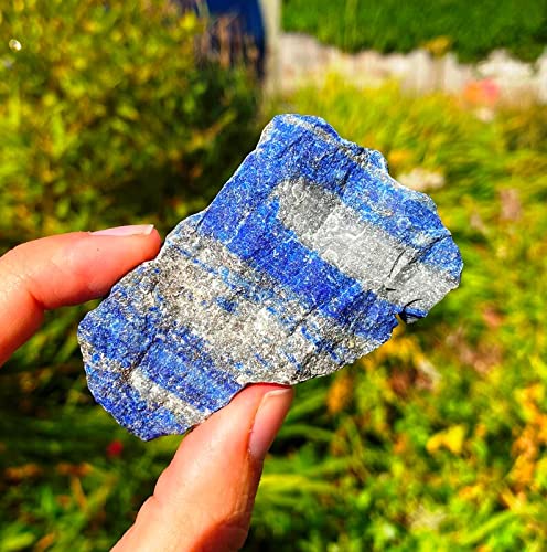 Simurg lapis lazuli close-up shows deep blue with pyrite flecks for inspiration.