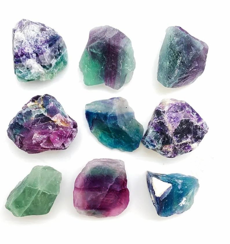 Simurg raw fluorite stone 1lb, vibrant colors ideal for cabbing and lapidary projects