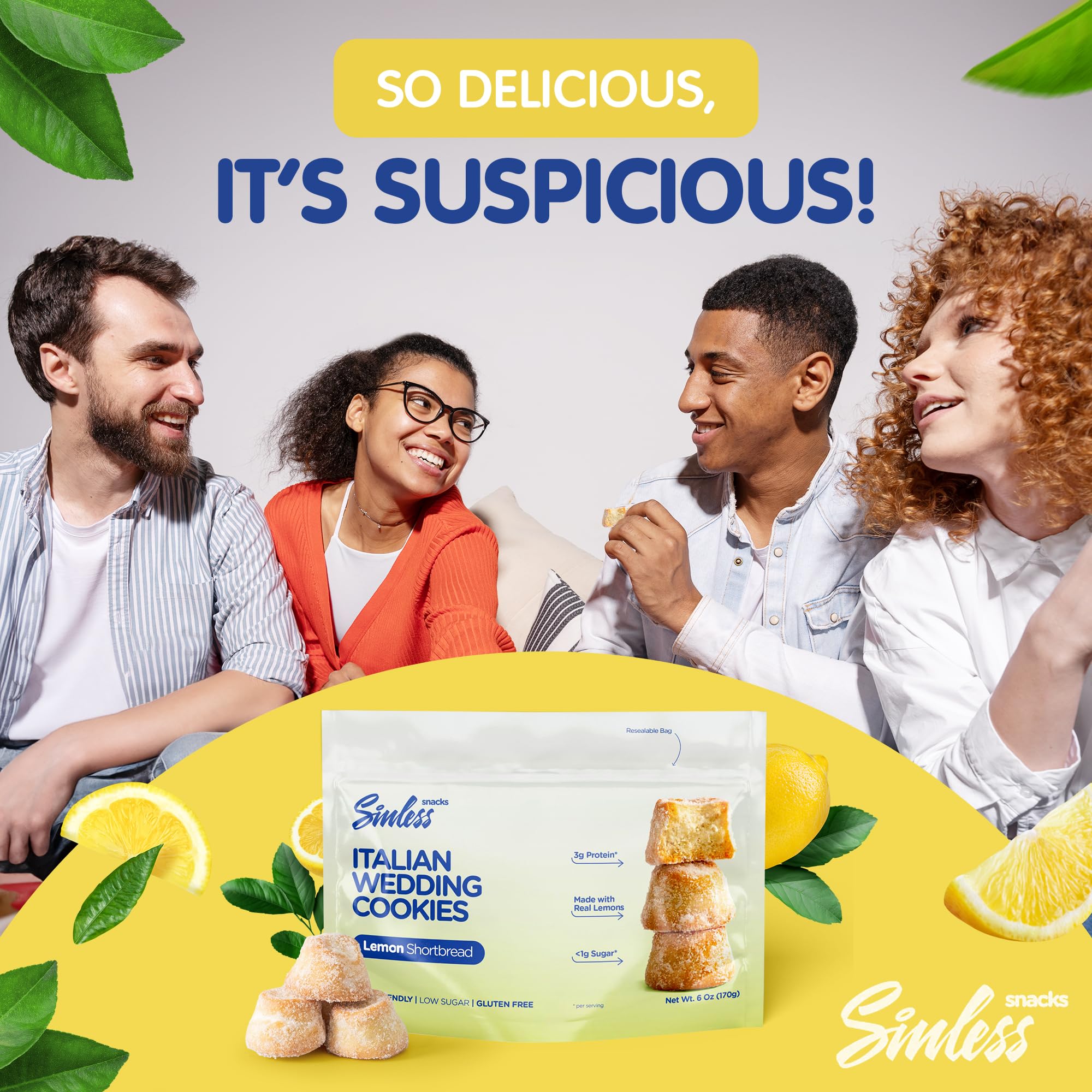 Sinless Snacks keto cookie ingredients label highlights clean, gluten-free formulation.