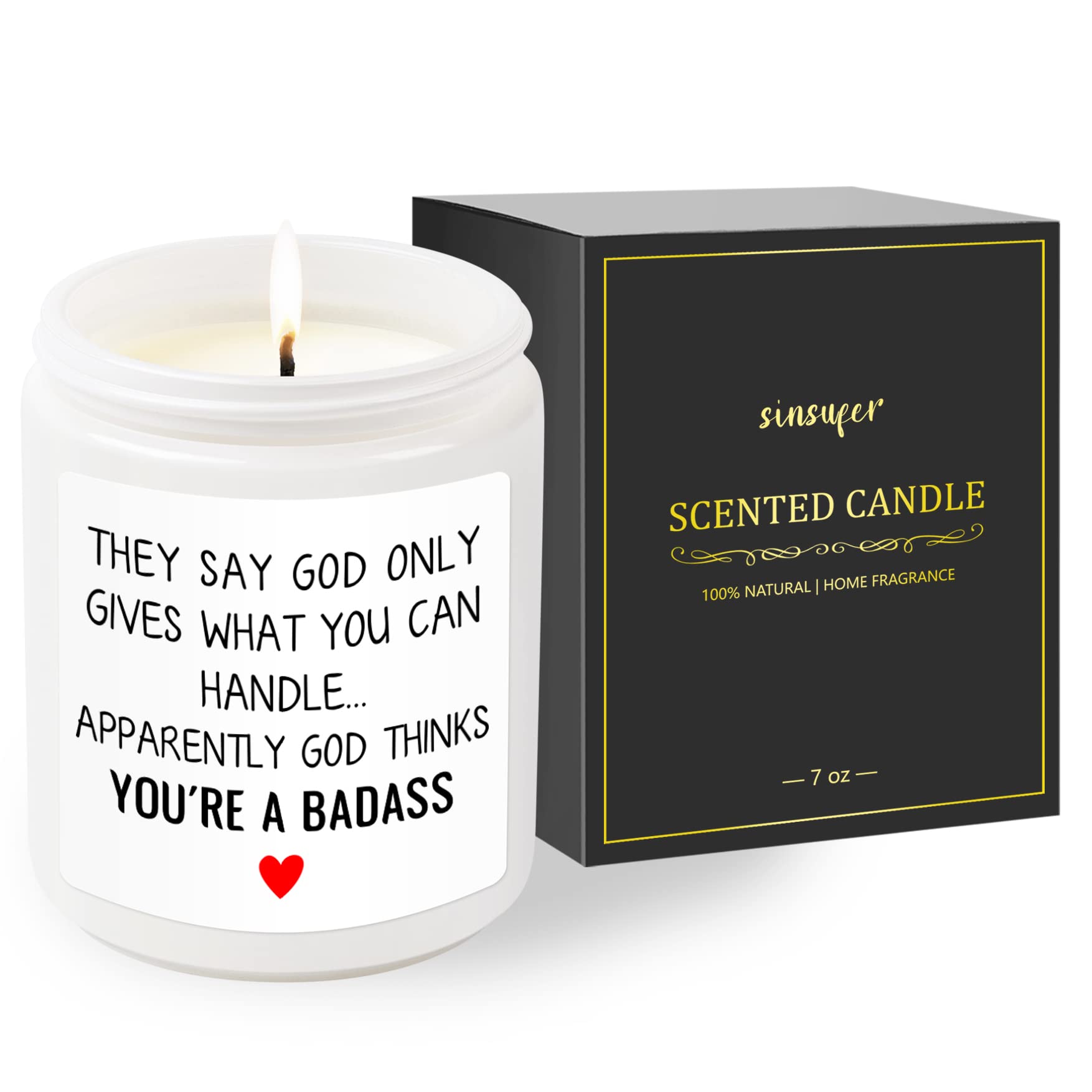 SINSUFUR Get Well candle front label visible, perfect for a caring get-well gesture.