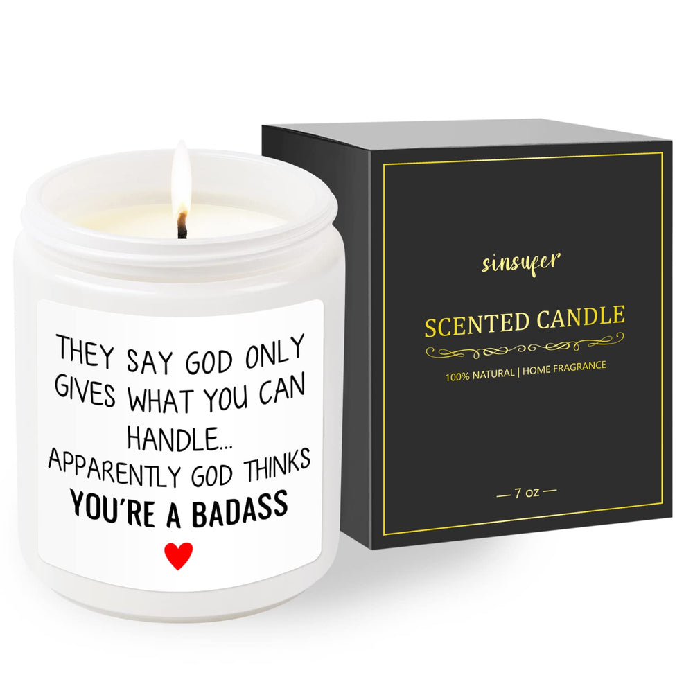 SINSUFUR Get Well candle front label visible, perfect for a caring get-well gesture.