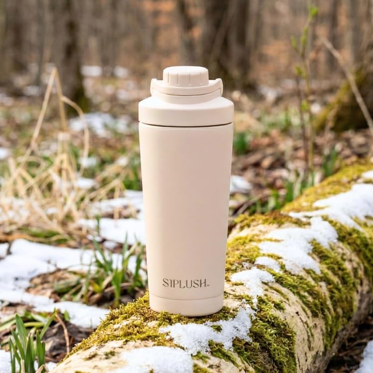 SIPLUSH Paradise Shaker Bottle side view showing slim portable profile