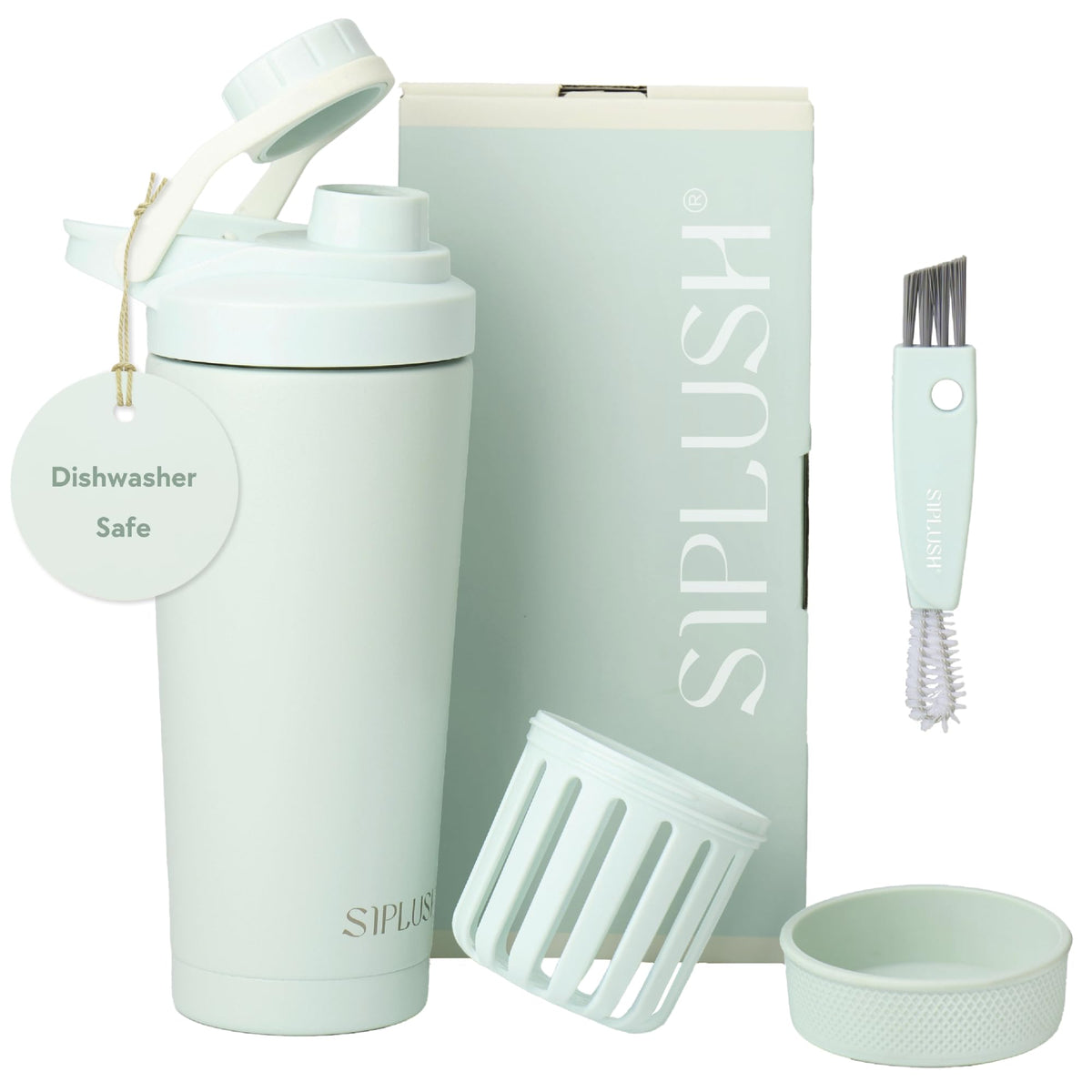 SIPLUSH Paradise Shaker in sage green keeps drinks cold for workouts.