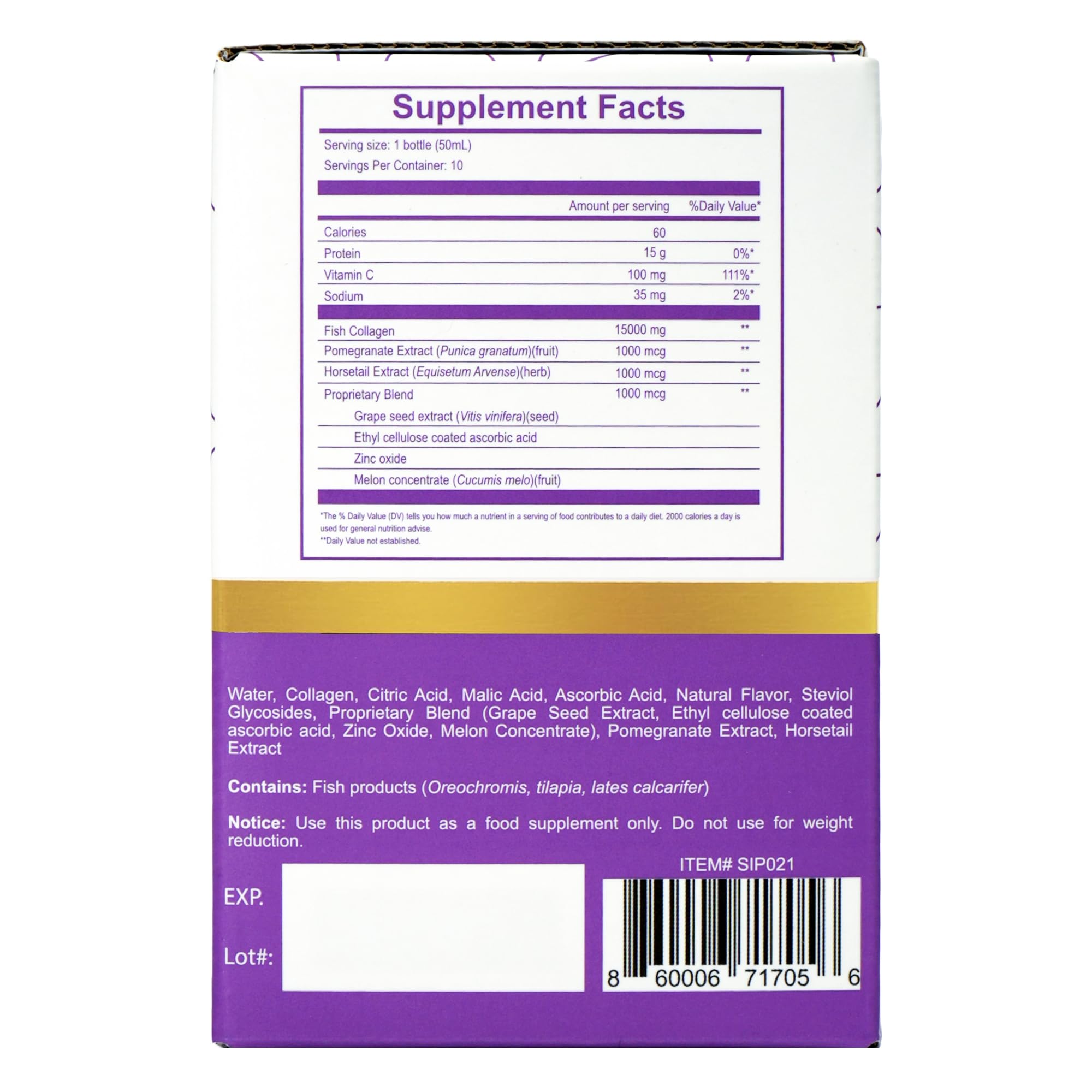 Sipnutri Diamond Collagen Drink ready-to-drink bottle ideal for post-workout refresh