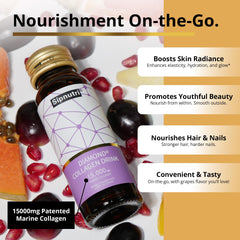 Sipnutri Diamond Collagen Drink grape-flavor glass shows hydration and skin vitality potential