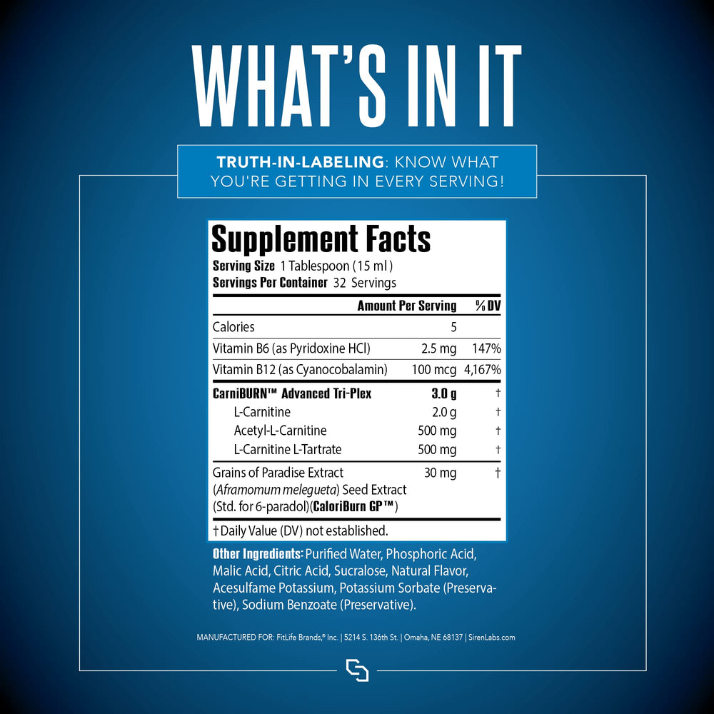 Close-up of SIRENLABS L-Carnitine Elite Burn scoop with strawberry flavor.