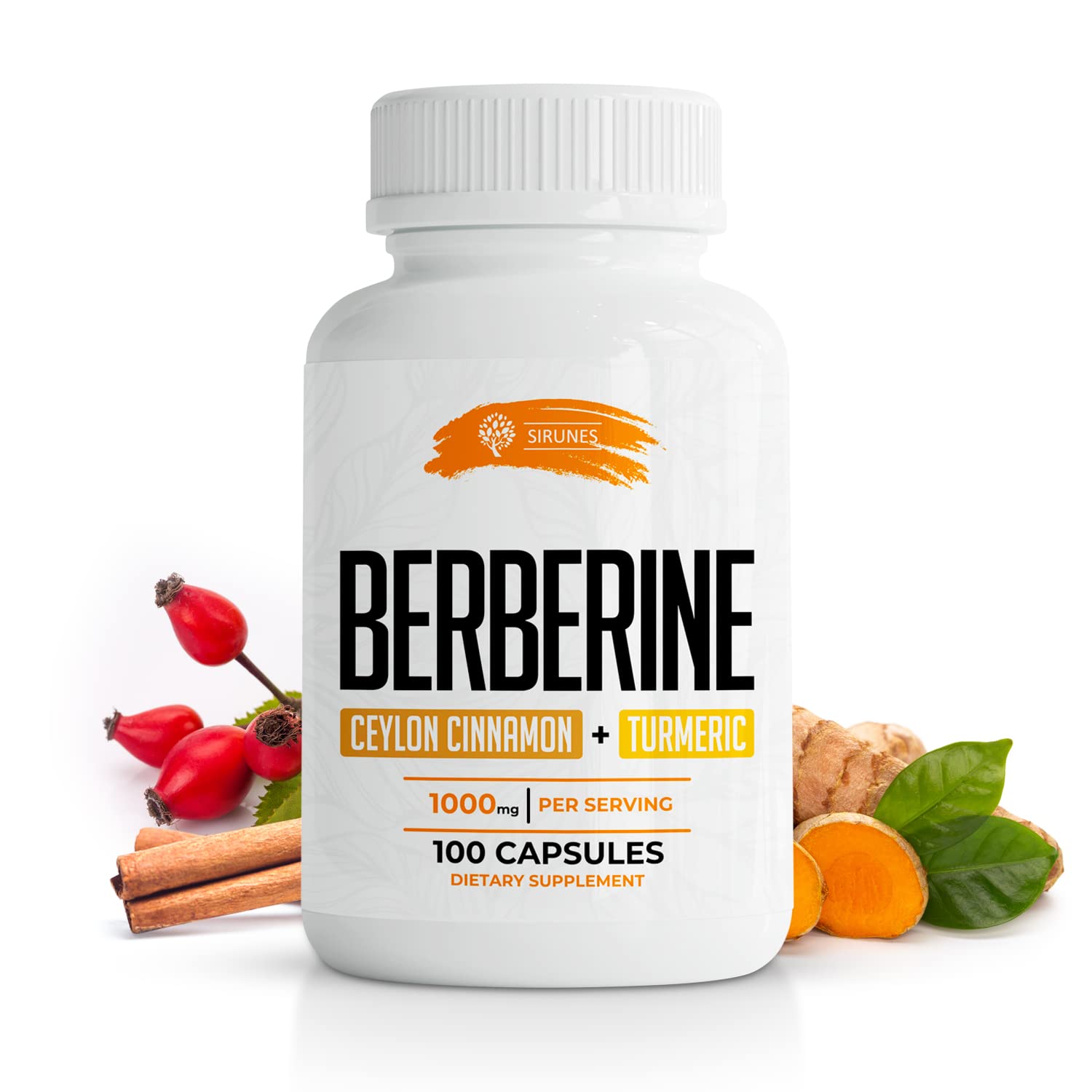 SIRUNES Berberine100 bottle front for daily immune support