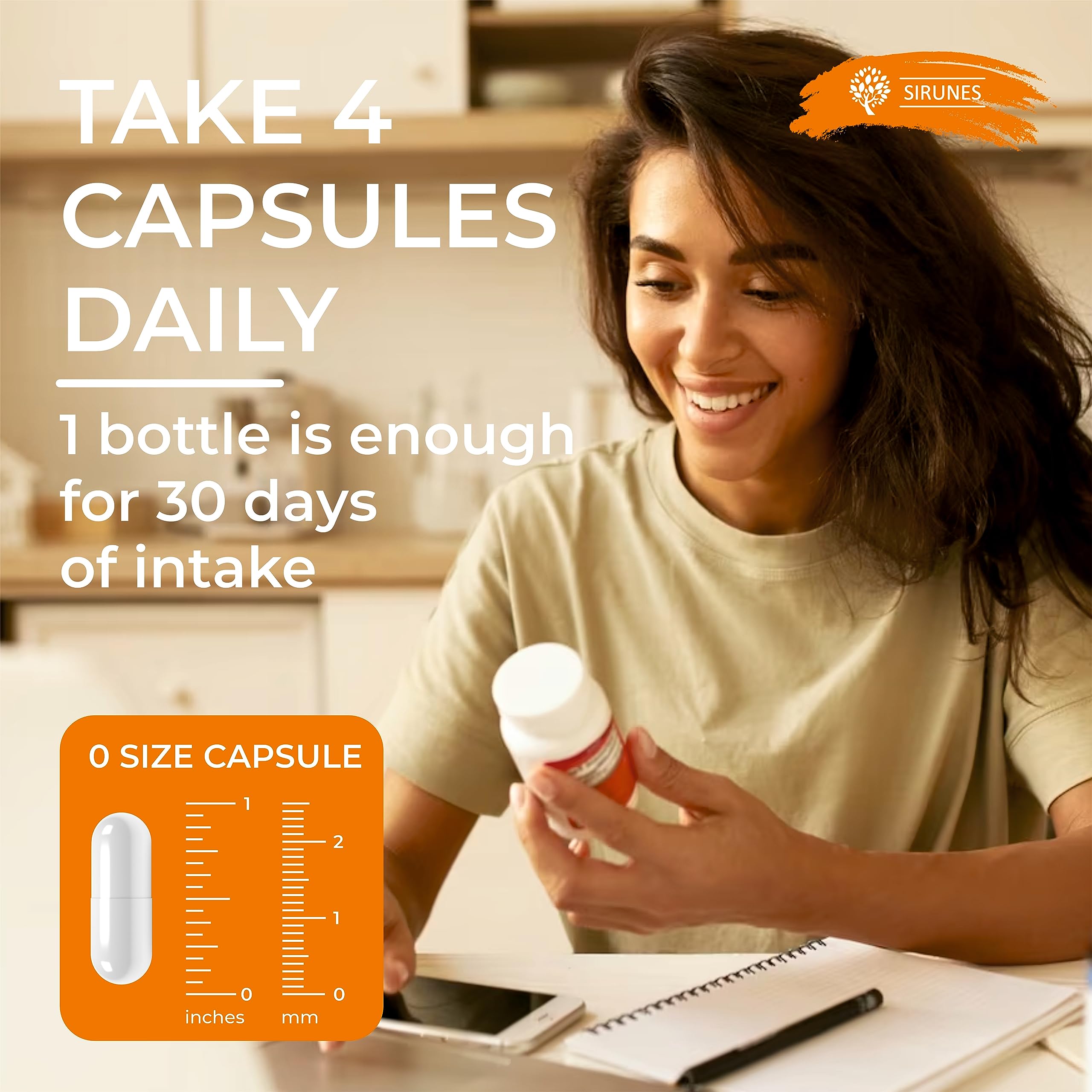 SIRUNES chicken collagen capsules closeup showing smooth capsules and hydrolyzed peptides.