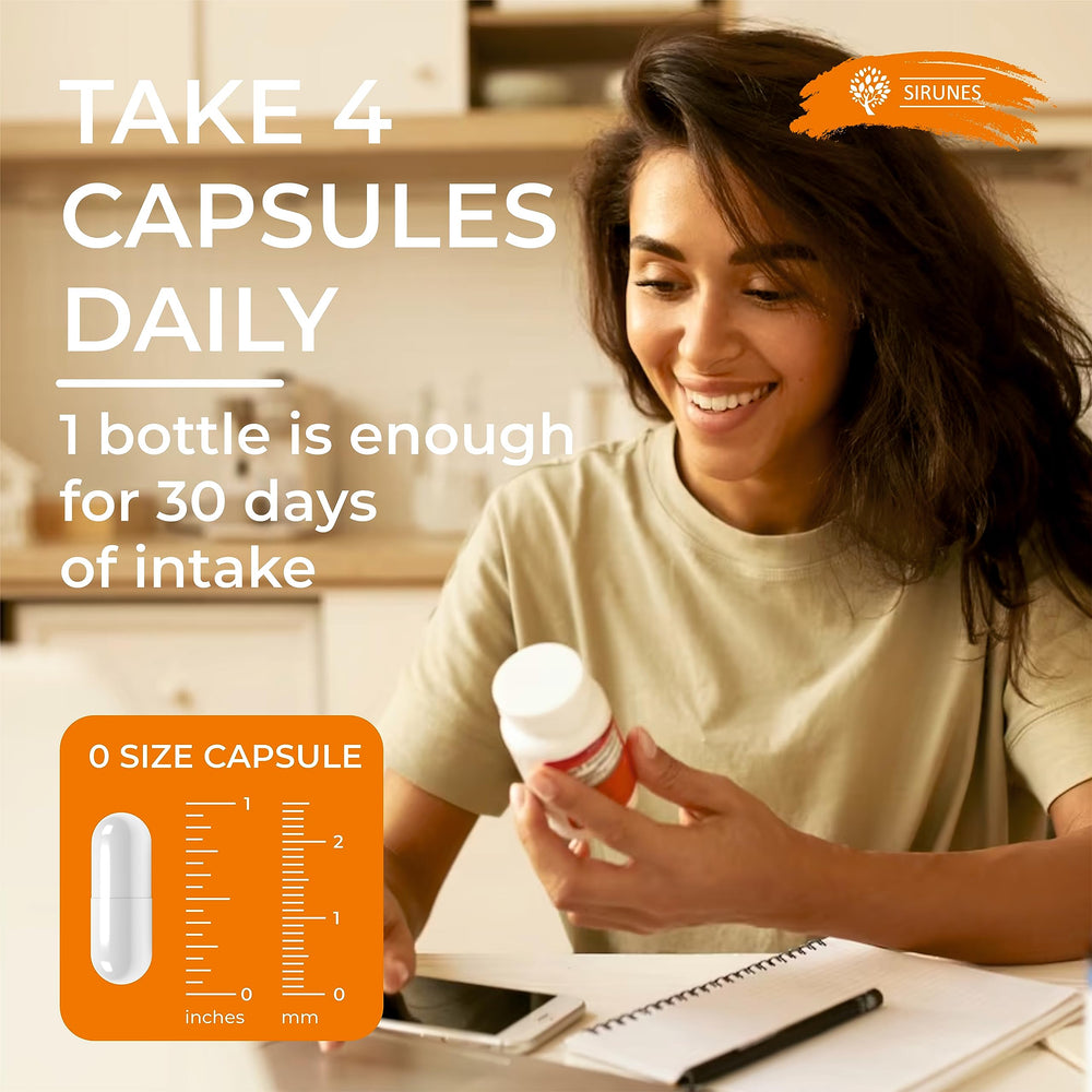 SIRUNES chicken collagen capsules closeup showing smooth capsules and hydrolyzed peptides.