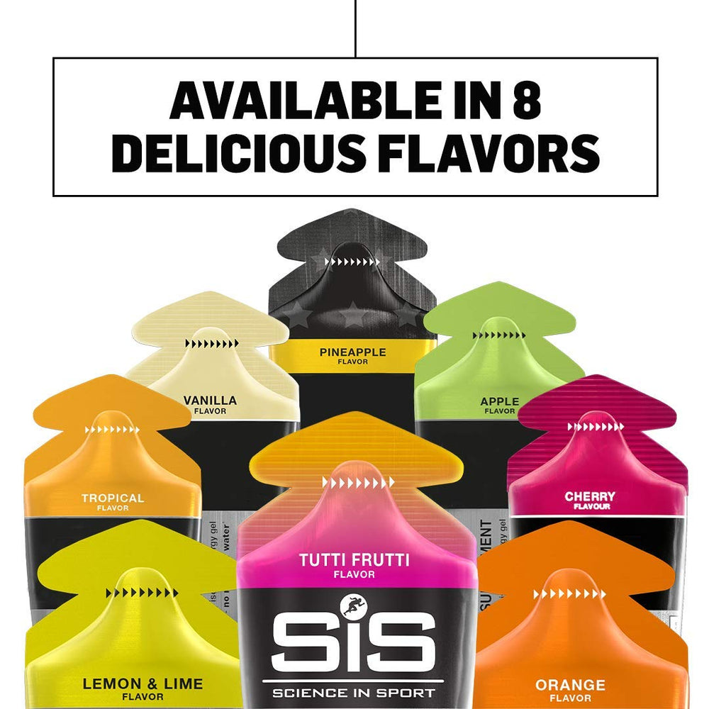 SiS GO isotonic energy variety pack label details close view shows recommended usage