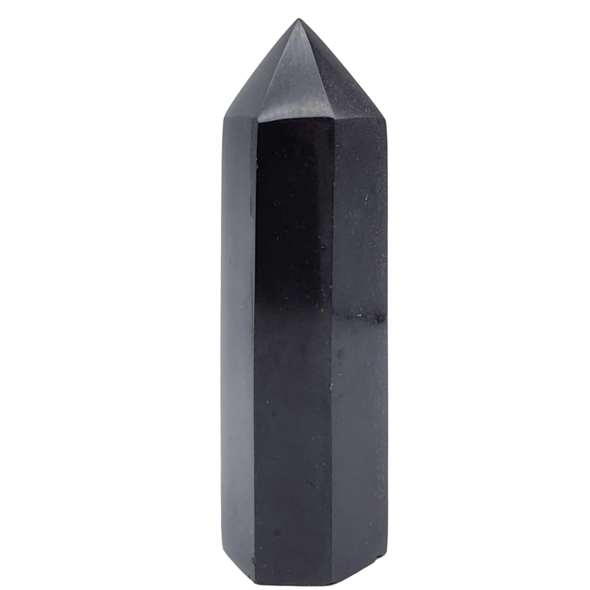SISAMN black tourmaline column front view reveals handcrafted energy protection and grounding.