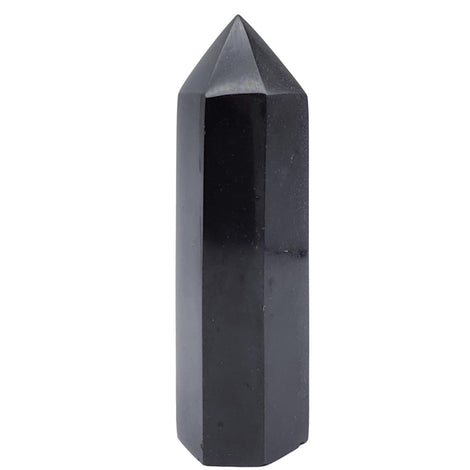 SISAMN black tourmaline column front view reveals handcrafted energy protection and grounding.