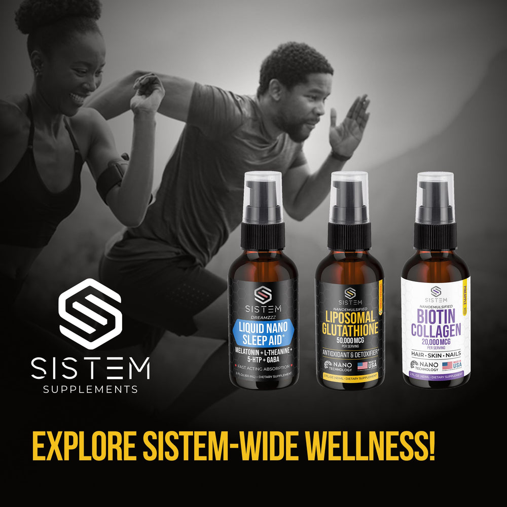 Vibrant lifestyle shot of daily wellness with Sistem supplements