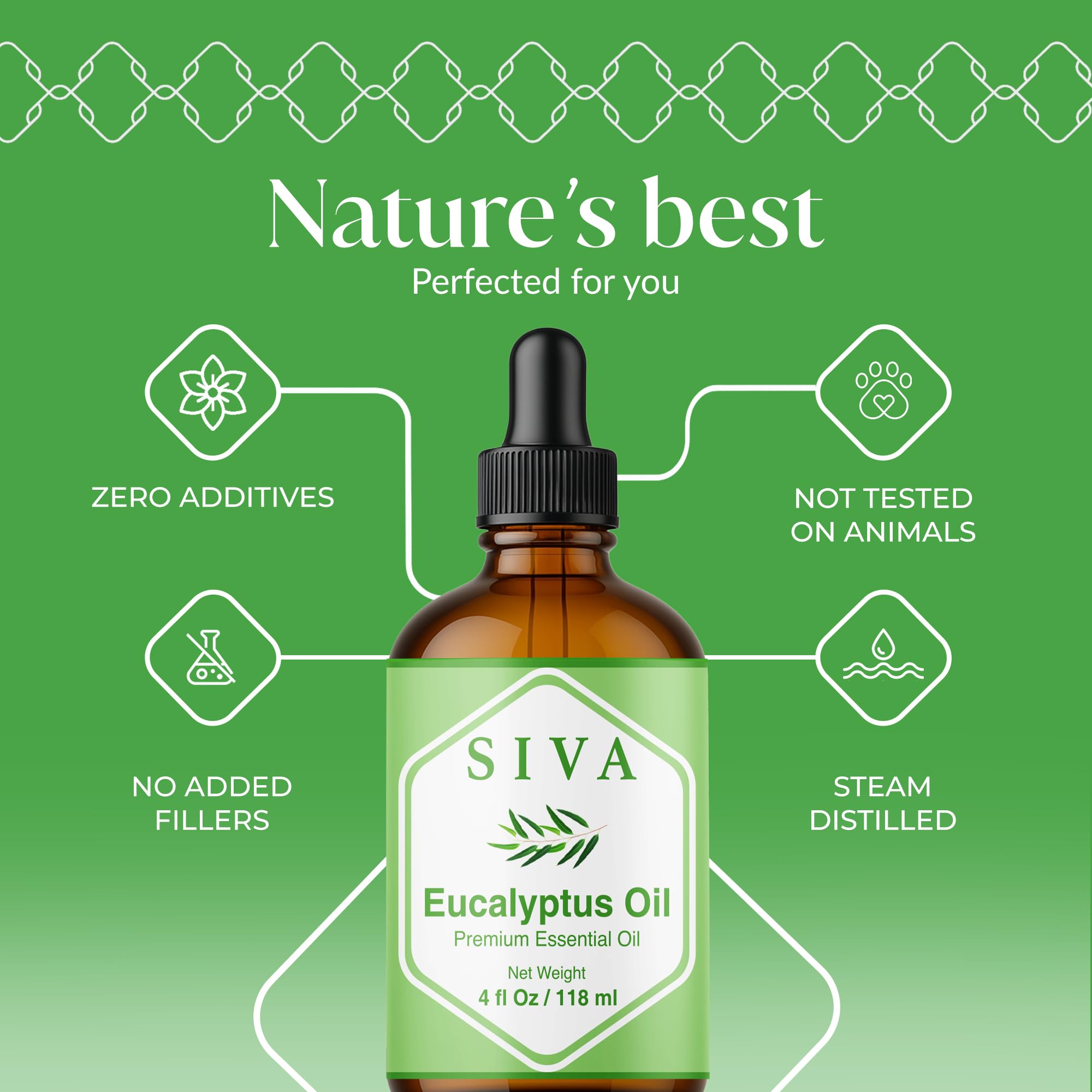 SIVA Eucalyptus oil in diffuser for fresh, uplifting ambience.