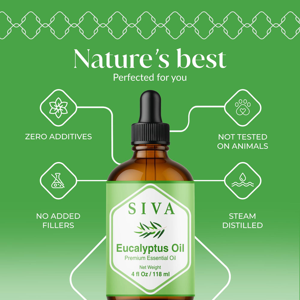 SIVA Eucalyptus oil in diffuser for fresh, uplifting ambience.