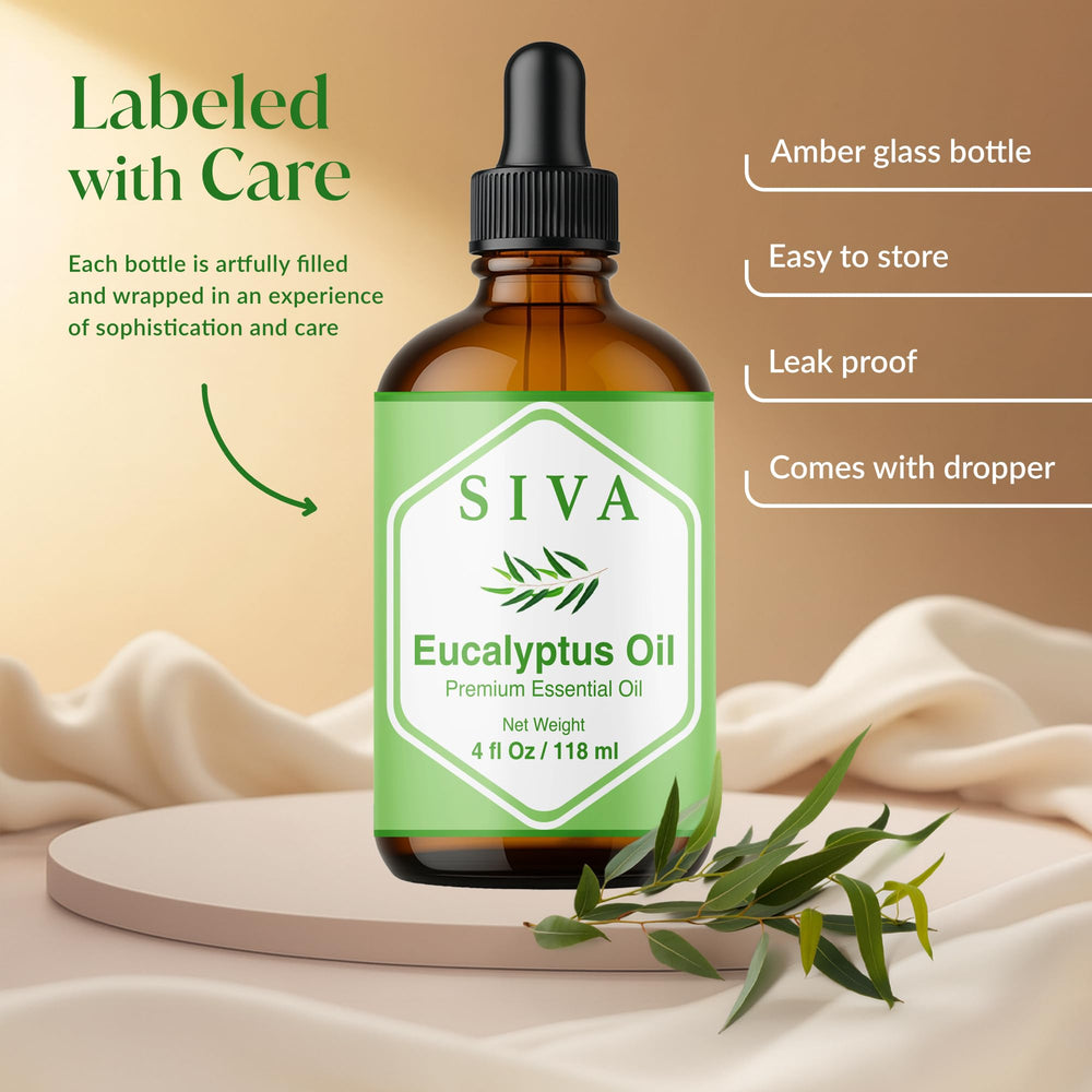 SIVA Eucalyptus oil for scalp and hair massage with carrier oil.