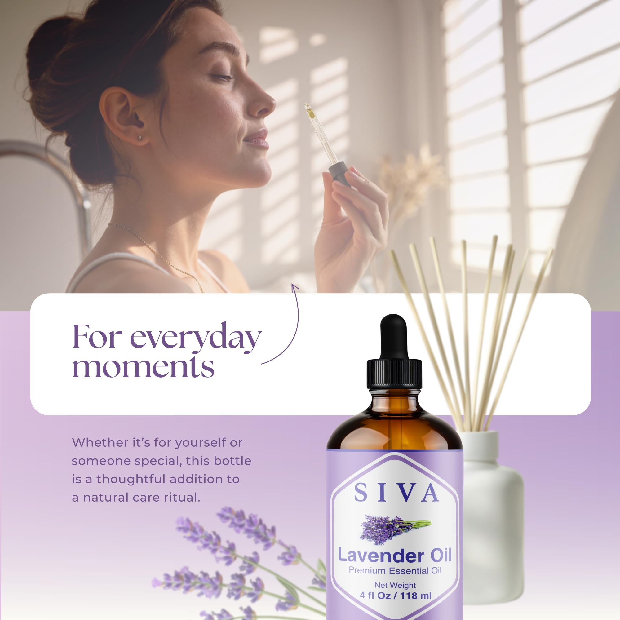 SIVA Lavender blends well for calming aromatherapy.