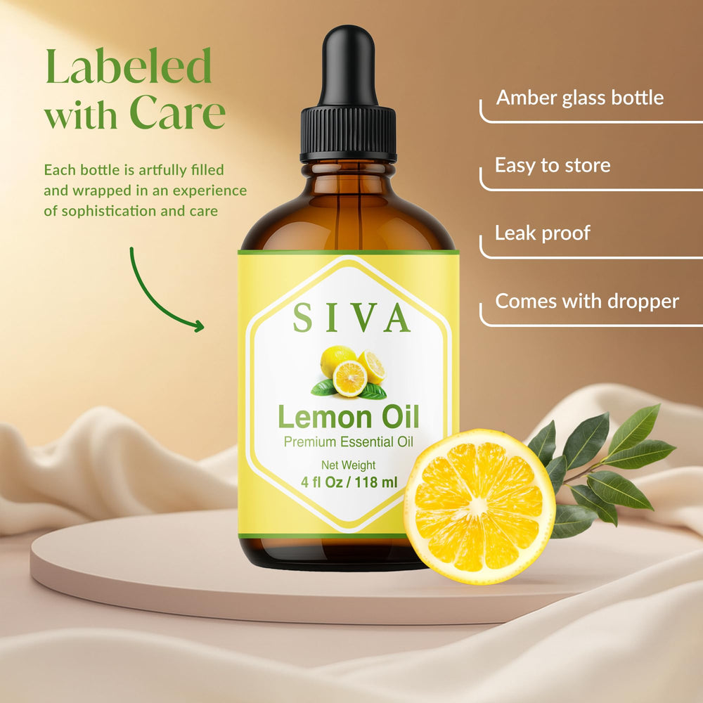 SIVA Organics lemon oil massaged on hair and scalp for refreshment.