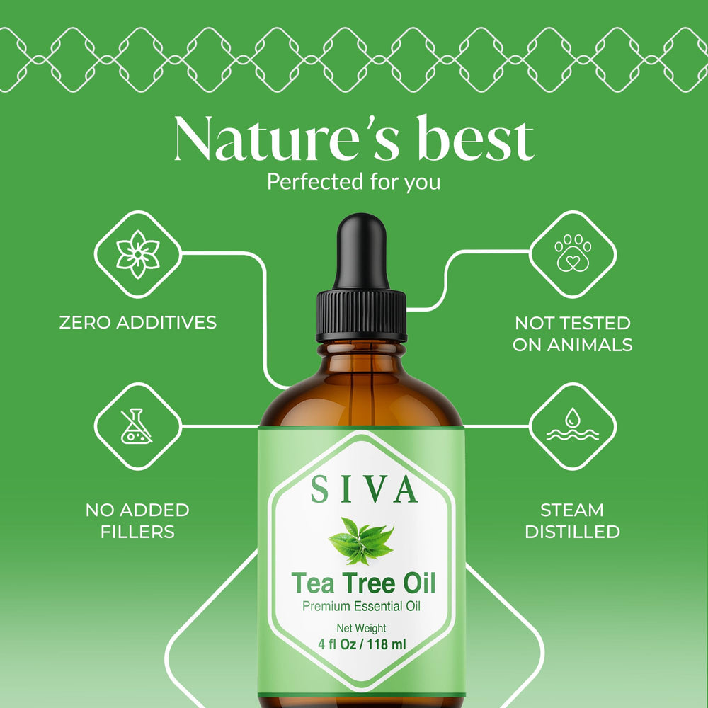 SIVA Tea Tree Oil dropper close-up for precise dosing and blends