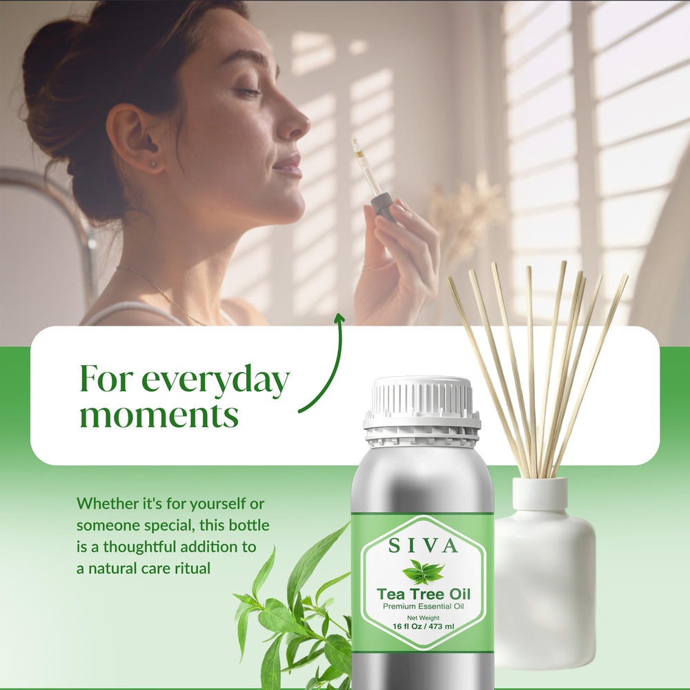 Packaging and quality seal of SIVA Tea Tree Oil 16oz