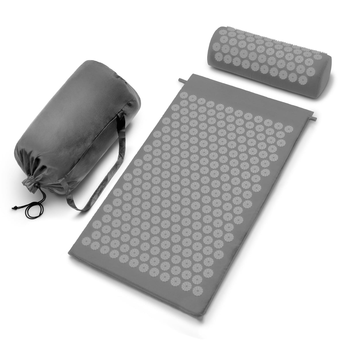 Sivan acupressure mat provides full back support with massage points for relaxation.