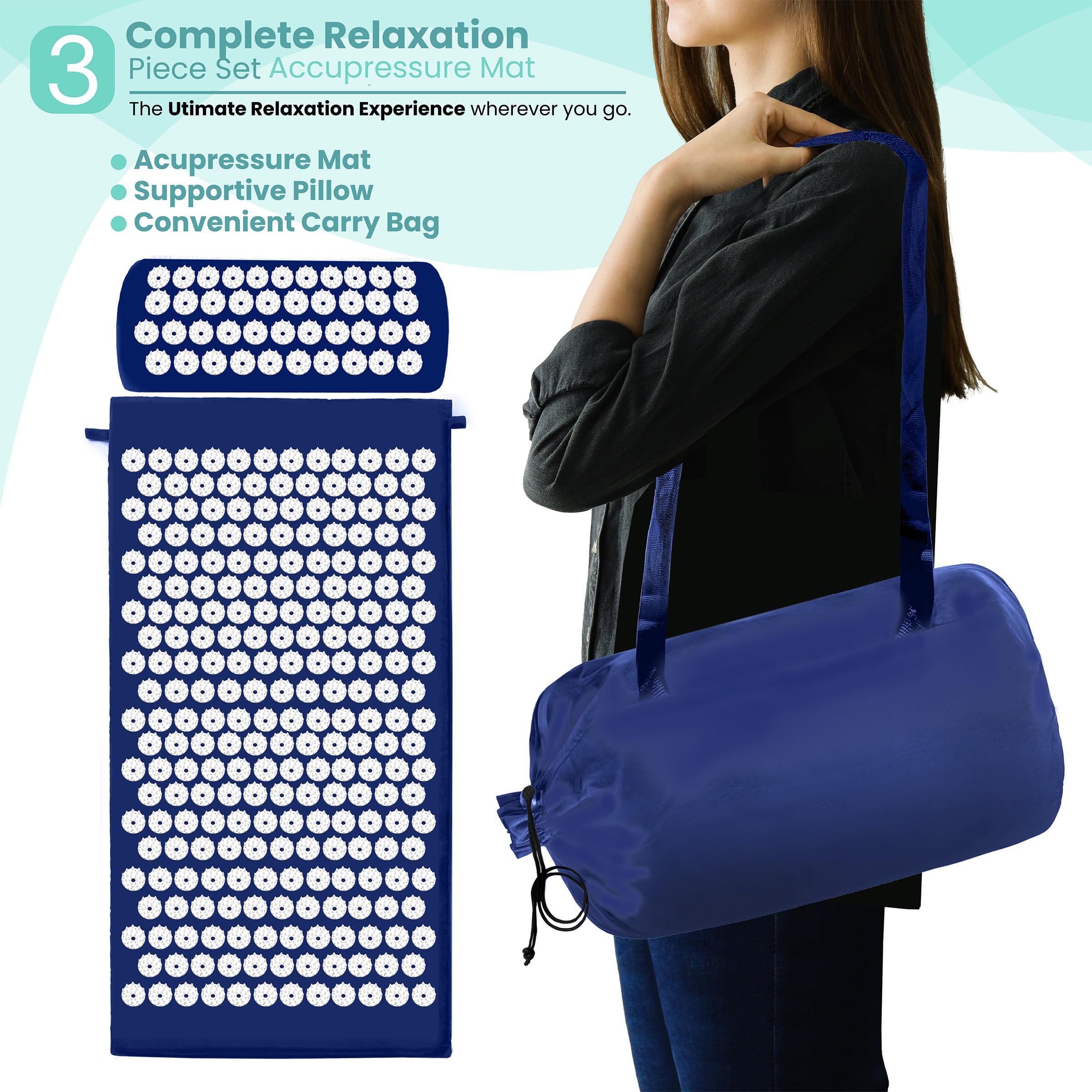 Sivan acupressure mat and pillow enhance meditation focus and calm.