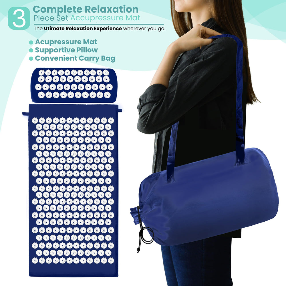 Sivan acupressure mat and pillow enhance meditation focus and calm.