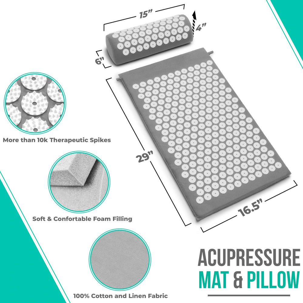 Sivan acupressure mat and pillow rolled for easy storage