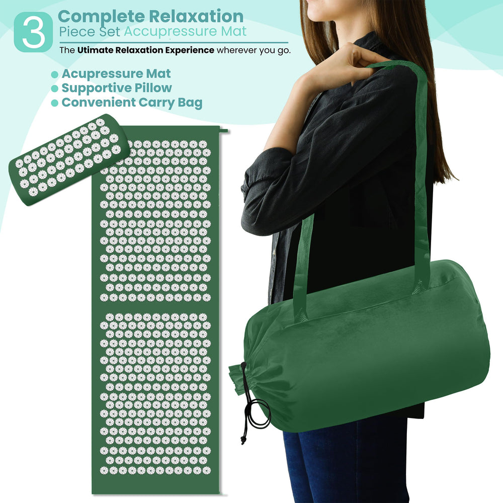 Sivan acupressure mat in yoga studio for posture support.