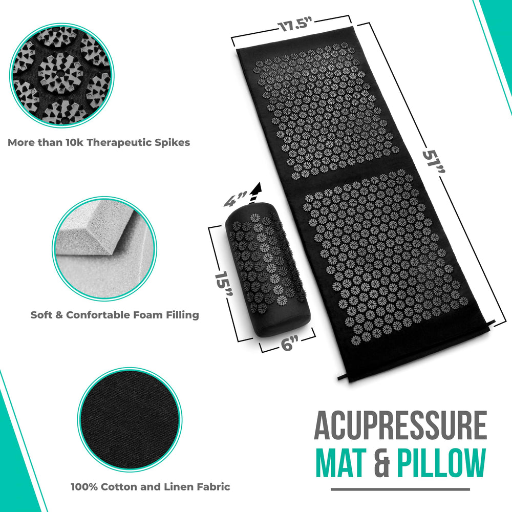 Sivan Health and Fitness acupressure mat rolled for storage, easy transport and quick relaxation prep.