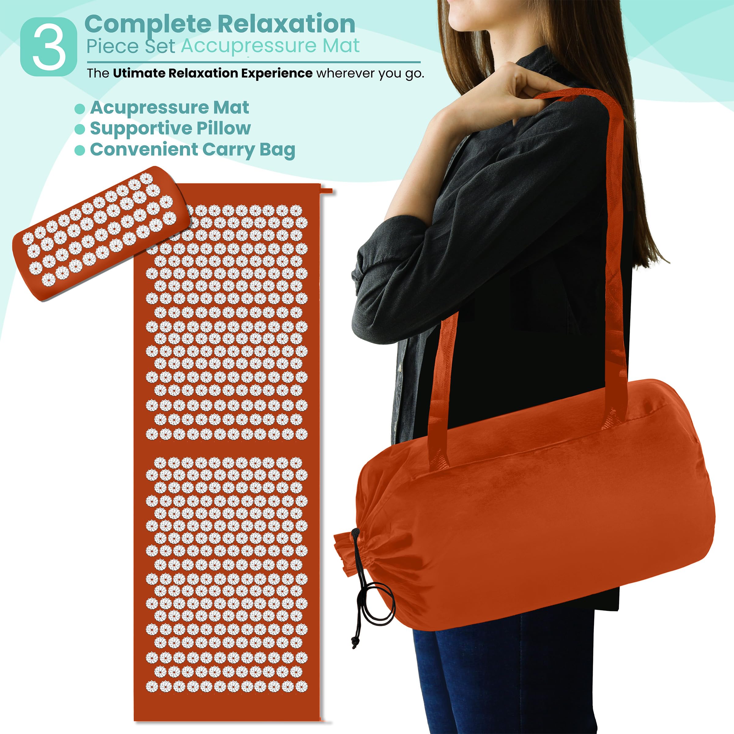 Sivan acupressure mat and pillow used for meditation and stress relief