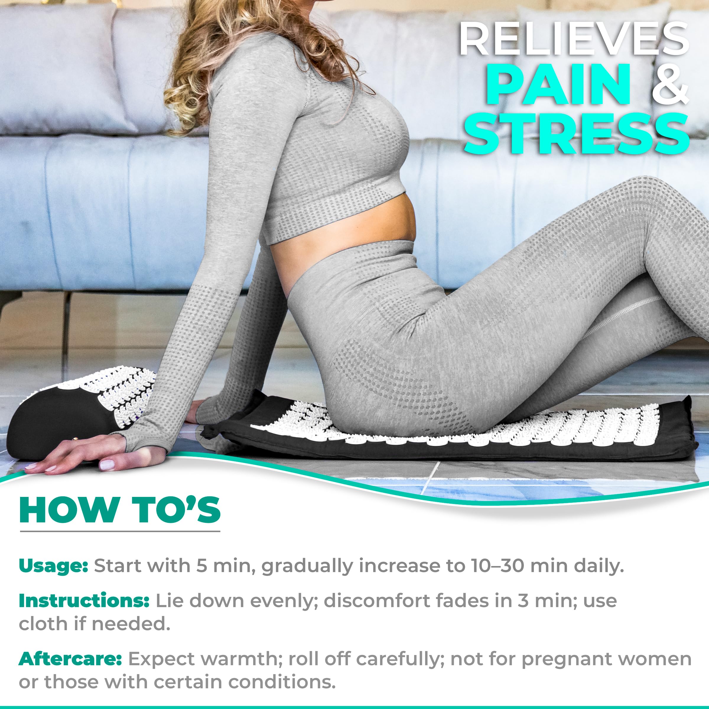 Sivan Health and Fitness mat and pillow offering full back support in use.