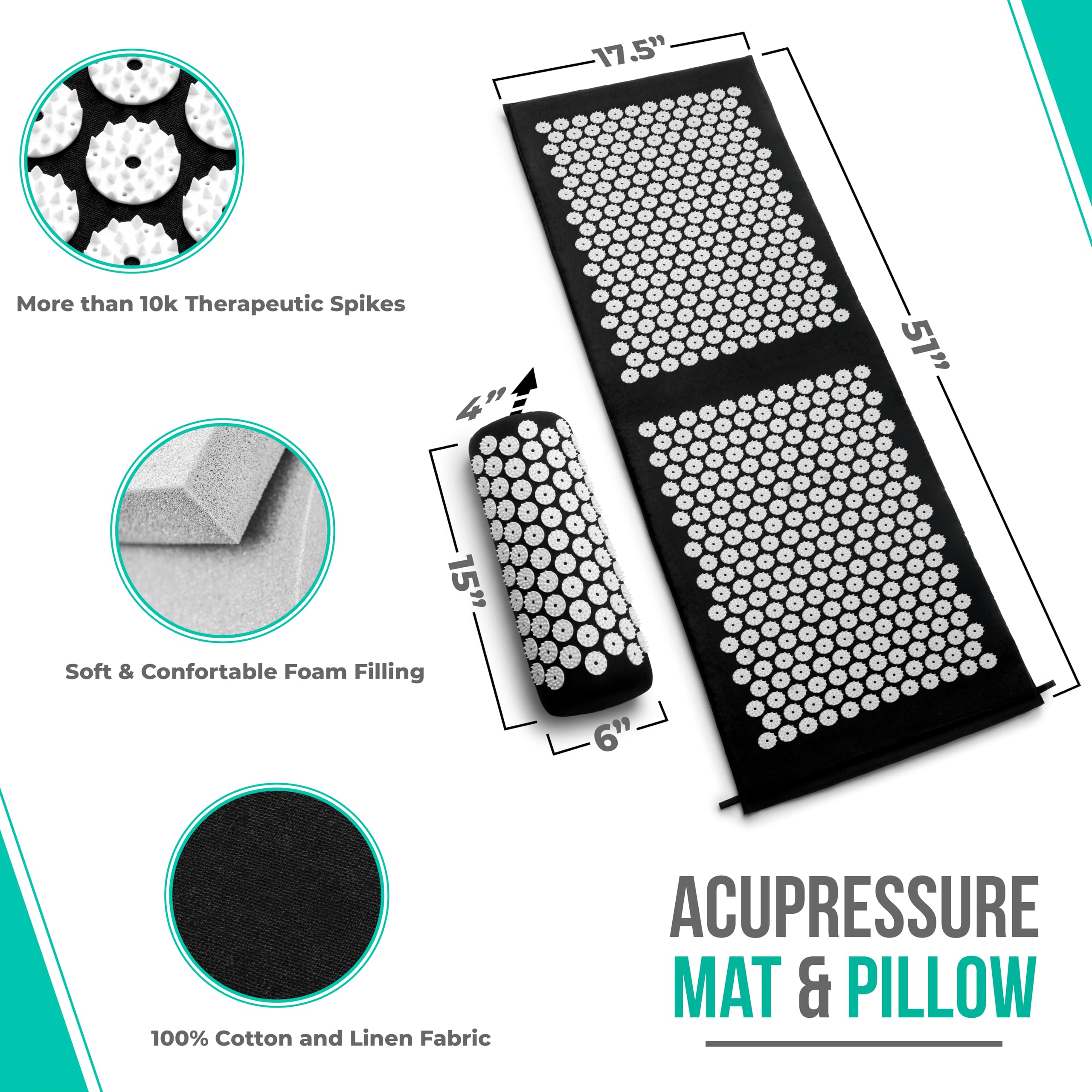 Sivan Health and Fitness acupressure pillow neck-relief closeup for neck comfort.