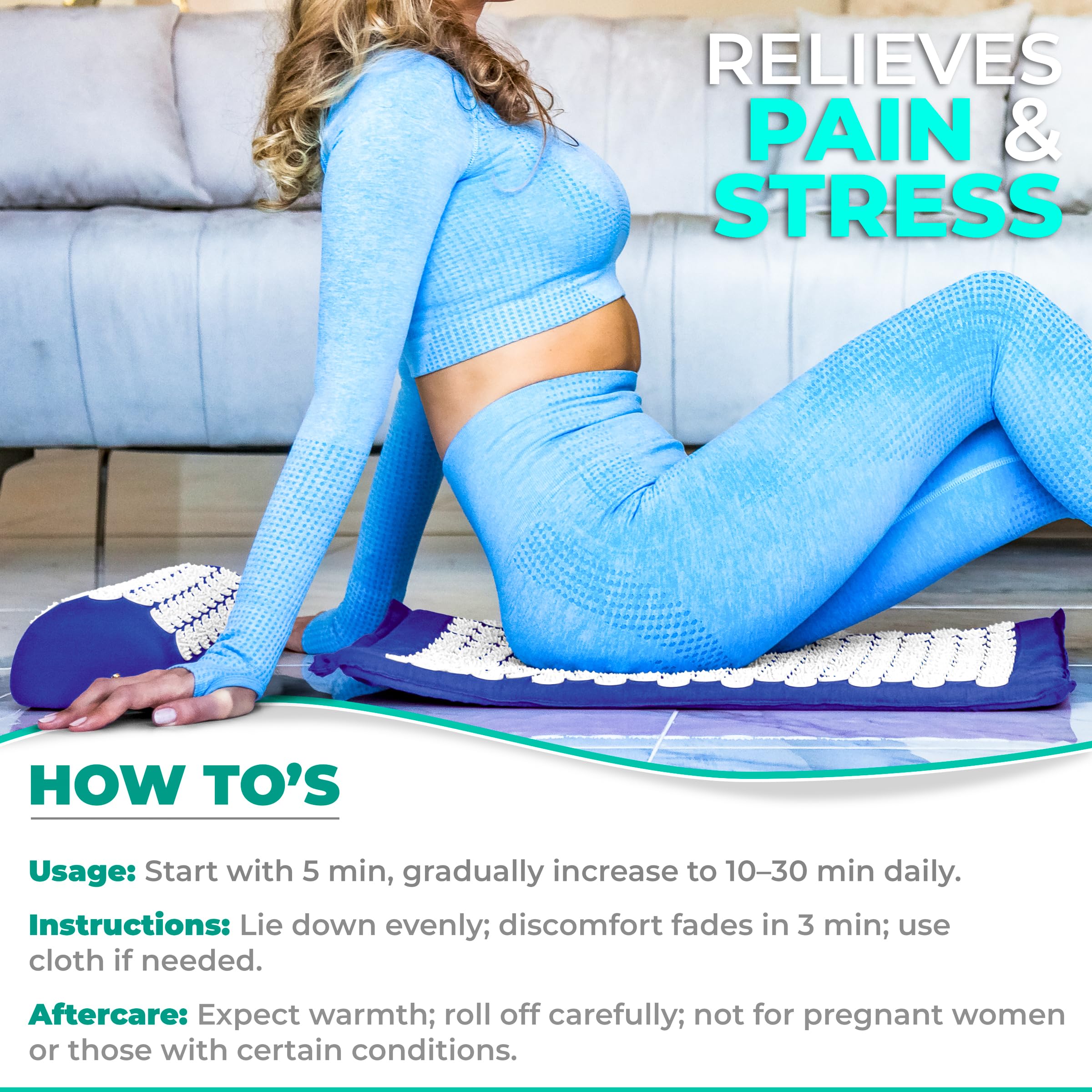 Pillow supports neck and lower back for comfortable alignment.