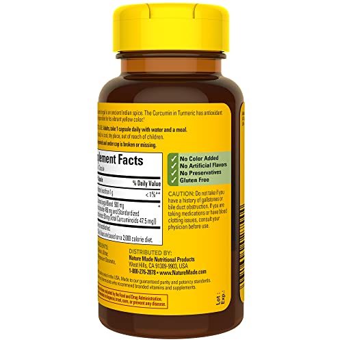 60-day supply label on Nature Made Turmeric Curcumin bottle