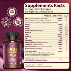 Sizyok NAD bottle back label detailing ingredients and safety
