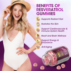 Sizyok NAD Resveratrol Gummies bottle-closeup emphasizes hydrolyzed collagen and grape seed
