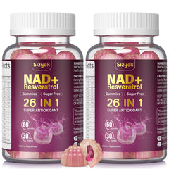 Sizyok NAD Resveratrol Gummies bottle-front signals daily antioxidant support