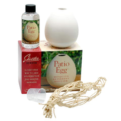 Skeeter Screen patio egg diffuser with beaker included for safe outdoor diffusion.
