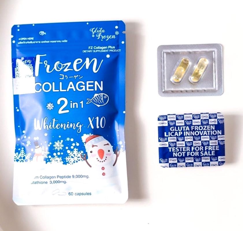 Close-up of Skinest Frozen Collagen 2in1 capsules ready for daily use.