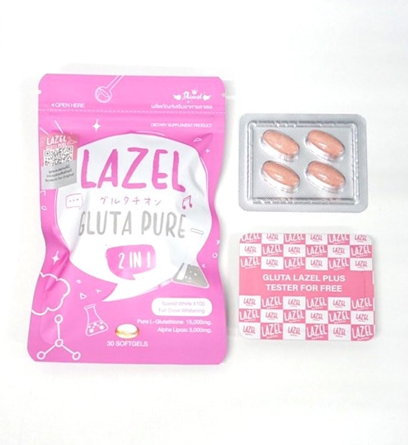 Close-up of Skinest Lazel Gluta Frozen capsules for convenient on the go intake.