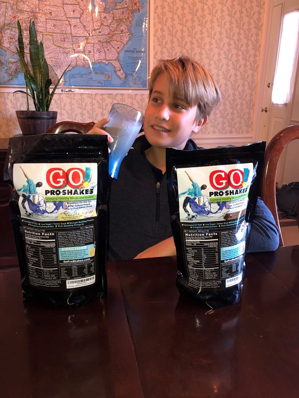 Kid enjoying GO Pro Shakes after sports or activity