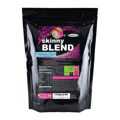 Skinny Jane Skinny Blend cookies and cream shake being poured for a satisfying high-protein snack.