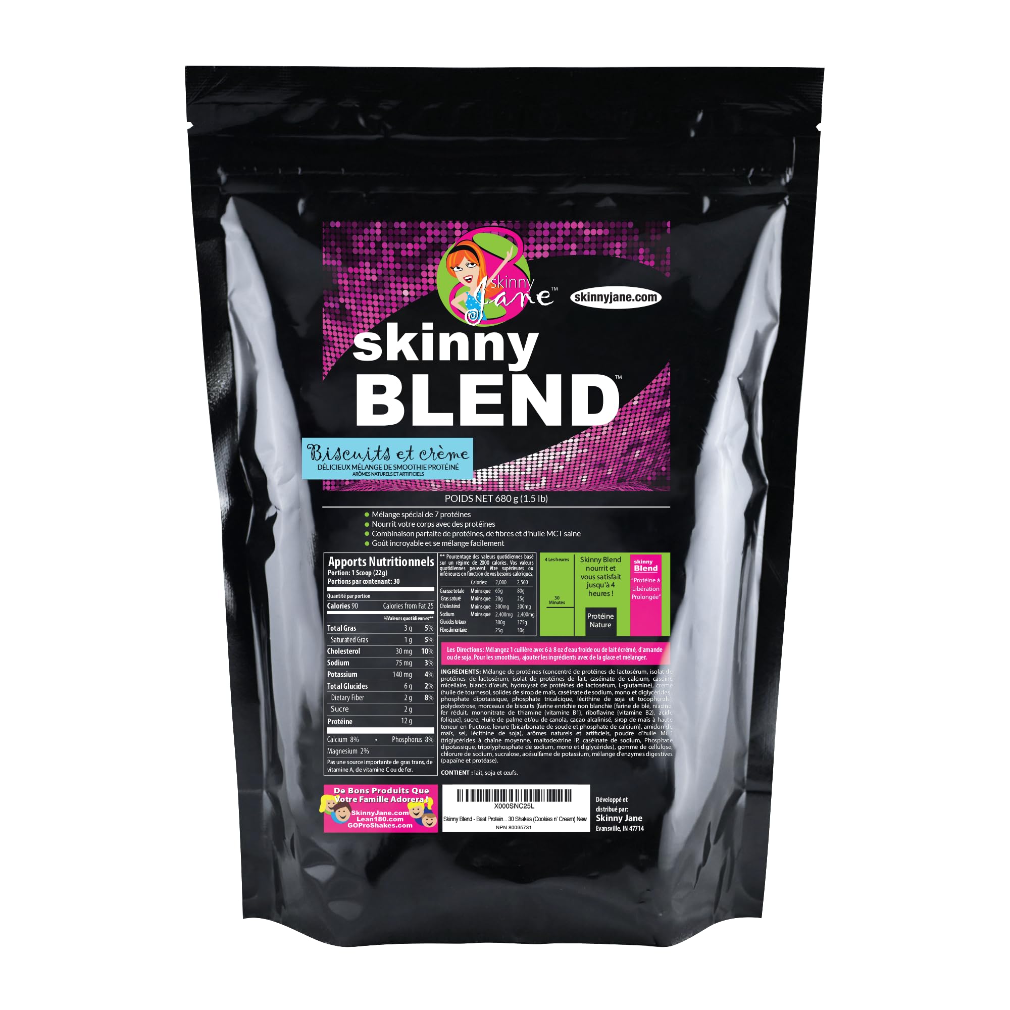 Creamy cookies and cream Skinny Blend shake ready to fuel workouts and busy days.